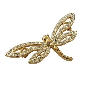 Vintage Crystal Dragonfly Brooch